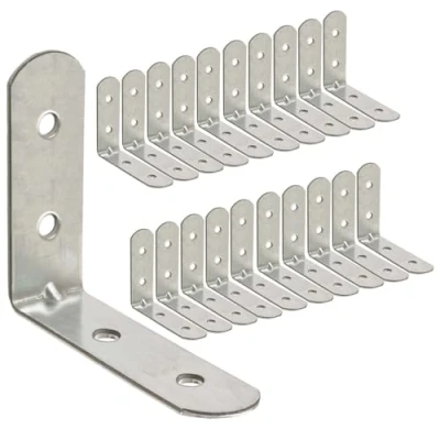 Imagen de OMIDEAS 20 soportes de ángulo (30 x 30 16) 90 grados en forma L, placa soporte esquina madera y metal, fijación fijación, reparación, conector galvanizado