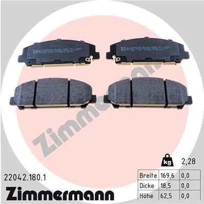 Imagen de ZIMMERMANN 22042.180.1 Juego de pastillas freno con avisador acústico desgaste Foto correspondiente a la entrega