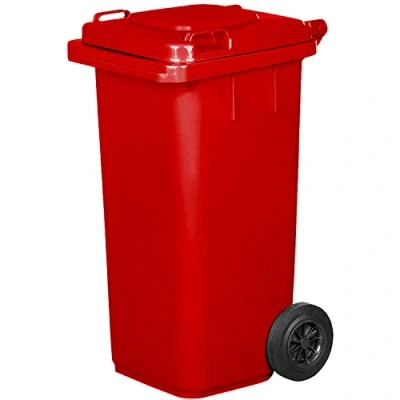 Imagen de Jestic Cubo de basura 120 240 para con ruedas goma silenciosas recogida diferenciada, reciclaje interior exterior EN840 (120 Litros, Rojo)