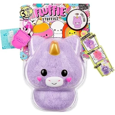 Imagen de Fluffie Stuffiez Peluche coleccionable pequeño UNICORNIO Revelación sorpresa al abrir la caja con ASMR Fidget DIY Piel flexible, pelusa ultrasuave Ideal para niños a partir de 4 años