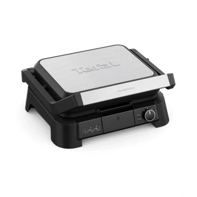 Imagen de Tefal SuperGrill, Barbacoa contacto 3 en 1, Posición horno con alturas, Superficie de cocción 600 cm², termostato ajustable, niveles temperatura, antiadherente, 2000 W, GC510DE0