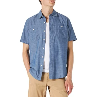 Imagen de Amazon Essentials Camisa de Manga Corta Corte Regular en Chambray Hombre, Lavado Suave, L