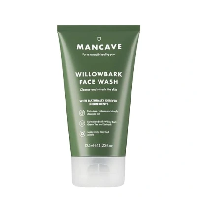 Imagen de ManCave Limpiador Facial Hombre de Corteza Sauce, 125 ml Jabón Espumante con Extracto Té Verde, Espinacas Limpieza Desintoxicante, Fórmula Natural, Sin Sulfatos, Vegana