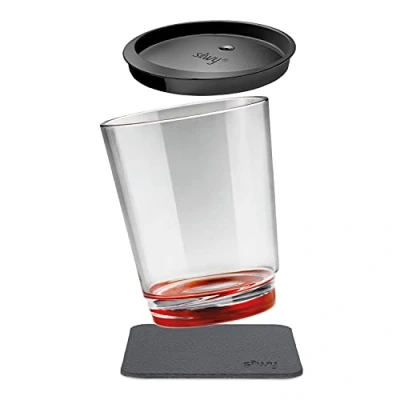 Imagen de silwy Magnetic drinkware Vasos de plástico irrompibles y Antideslizantes con imán Integrado Posavasos metálicos Camping, Barco, niños, Ready Red