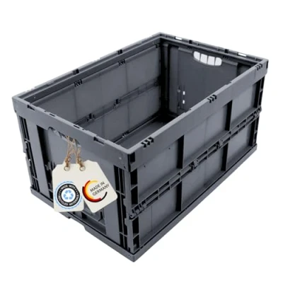 Imagen de caja plegable 61L, de plastico, transporte, cesta la compra, 60x40x32cm, gris