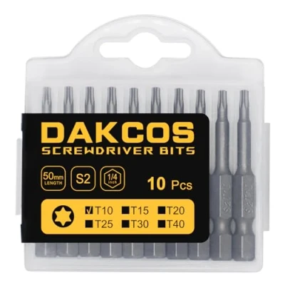 Imagen de DAKCOS Juego de Puntas Destornillador Torx T10 10pc, acero S2, 50mm longitud