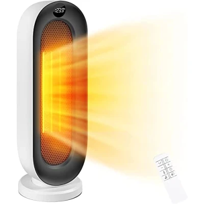 Imagen de Calefactor 2000W, ECO bajo consumo, 100Oscilación, Temporizador 12h, Termostato, Protección contra Sobrecalentamiento y Vuelco, 3 Modo, Calentador, hogar Oficina