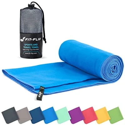 Imagen de Fit Flip Toalla Microfibra Gimnasio compacta, Ultraligera y de Secado rápido Playa Grande Natacion Toallas microfibras para Gym, Viaje Piscina (50x100cm Azul)