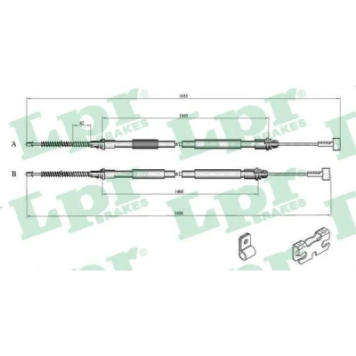 Imagen de LPR C0246B Cable de Freno Mano 1635/1450+1585/1400 Tambor FORD: Puma, KA Hatchback