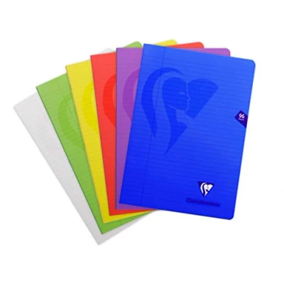 Imagen de Clairefontaine 303165C Un Cahier Agrafé Mimesys A4 21x29,7 cm 96 Pages Lignées avec Marge Papier Blanc 90 g Couverture Polypro Couleur Aléatoire