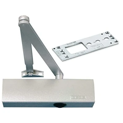 Imagen de Geze TS 2000 V BC Cierrapuertas (1250 mm de ancho hoja con varillaje y placa montaje), color plateado