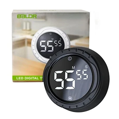 Imagen de BALDR temporizador de cocina digital Twist, cuenta regresiva magnética con pantalla LED grande (negro)