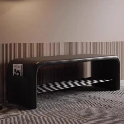 Imagen de Banco De Entrada Recibidor,Banco Zapatero,Banco Almacenamiento Madera Con Asiento Acolchado,Banco Zapatosmoderno 2 Niveles,Mueble Zapatero(Black,L
