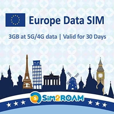 Imagen de Tarjeta SIM Solo Datos Europa 30Días de prepago Alta Velocidad 5G/4G LTE Buena conexión ¡Recargable! (3GB / 30Días)