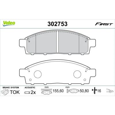 Imagen de VALEO 302753 Juego de pastillas freno Eje delantero con contacto avisador desgaste sin chapa antichirridos MITSUBISHI: L200 / Triton IV Pick up