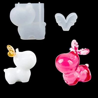 Imagen de iSuperb Moldes de Resina DIY Epoxi Silicona Lindos Resin Molds Animales Ciervos y Astas para Manualidades (Transparent)