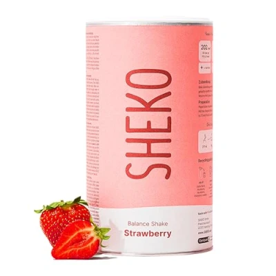 Imagen de SHEKO batido para beber Sustitutivo de una comida Alto contenido en proteínas Sabor natural Delicioso adelgazante Dieta (450 g (1 paquete), Fresa)