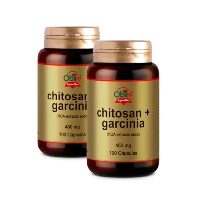 Imagen de Obire Chitosan y HCA garcinia 450 mg Extracto Seco 100 Cápsulas Pack 2 unidades Reduce la Sensación de Apetito Mantiene los Niveles Constantes Azúcar en Sangre Efecto Saciante