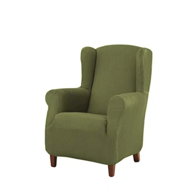 Imagen de Estoralis Berta Funda Sillon de Diseño Moderno Tejido Elastico Verde para Orejero 70 a 110 cm. Protector Adaptable Todo Tipo Sillones