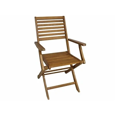 Imagen de Gerimport Silla Plegable Acacia reposabrazos 58 x 53 90 cm