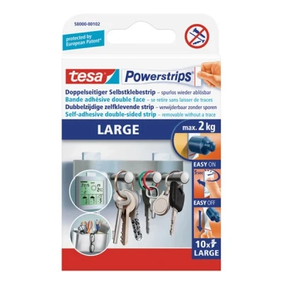 Imagen de Tesa Powerstrips Strips Pack de 12 tiras para máx. 2 kg, paquetes con 10 cada uno.