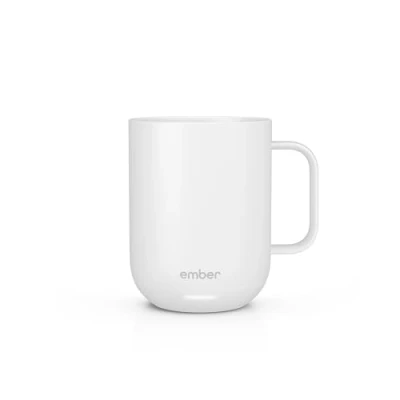 Imagen de Ember Taza inteligente 2 con control de temperatura: 295 ml, calefacción, pantalla LED inteligente, por aplicación, batería recargable 1,5 h autonomía y diseño mejorado, blanca