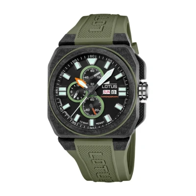 Imagen de LOTUS Reloj Hombre 18976/1 Chrono Caja de Fibra Carbono Negro Correa Caucho Verde