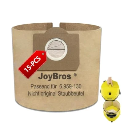 Imagen de JoyBros 15 Pack Bolsas para Karcher wd3 Premium wd 3 p wd3.200 6959 130 mv3 se4002 A2204 A2504 6.904 051 Accesorios