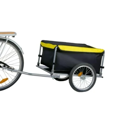 Imagen de Dunlop Remolque Bicicleta Bici de Cosas Carro para Equipaje Plegable Reflectores y Cubierta Lluvia Ajustable Amarillo