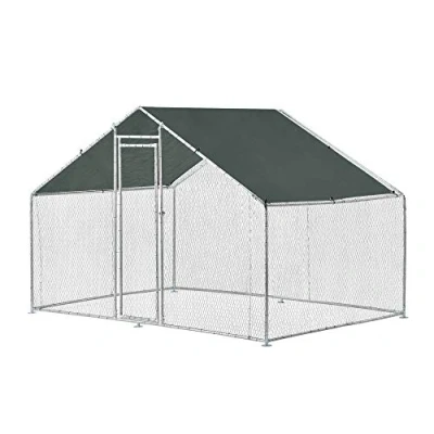 Imagen de Jaula al Aire Libre 3 x 2 m Voladero para Aves Gallinero de Exterior con Tejado Casa Animales pequeños Color Plata y Verde Oscuro