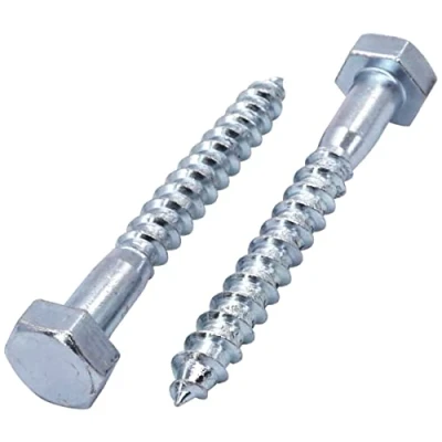 Imagen de Marcopol 10 tornillos hexagonales de acero chapado en zinc para madera, M10 x 70 mm, tornillo hexagonal DIN 571, pernos retención, cabeza hexagonal, tirafondos (10, mm), plateado