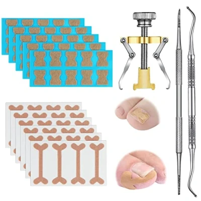 Imagen de JBJXNXH Set de 78 Herramienta Corrector uña,Levantador uñas encarnadas,Herramientas Tratamiento Encarnadas Soporte Corregir Las los pies Gruesos