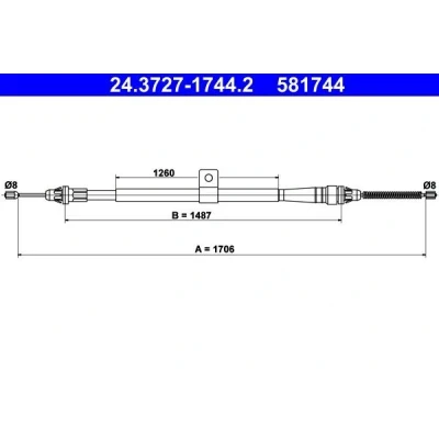 Imagen de ATE 24.3727 1744.2 Cable de Freno Mano 1706
