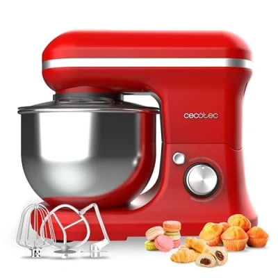 Imagen de Cecotec Batidora Amasadora Cecomixer Merengue 5L 1200 Red. W en 6 Niveles, 5 Funciones, Movimiento Planetario, Diseño Elegante, Bol de Acero L y Accesorios para Batir Amasar