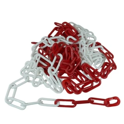 Imagen de Dörner + Helmer Cadena de bloqueo, 6 mm grosor, 5 m longitud, plástico polietileno, bolsa eslabones largos, rojo/blanco