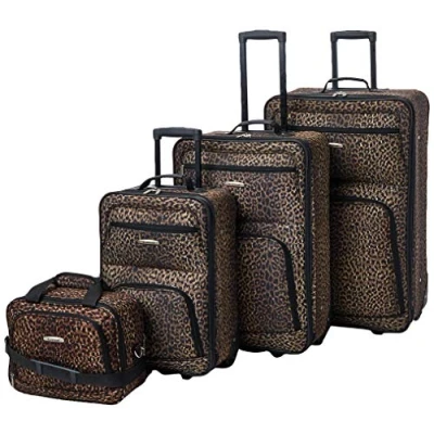 Imagen de Rockland Juego de Equipaje 4 Piezas, Talla única, Leopardo, Vertical Jungle Softside