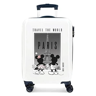 Imagen de Disney Mickey y Minnie Travel the World Paris Maleta de cabina Blanco 38x55x20 cms Rígida ABS Cierre combinación lateral 34L 2 kgs 4 Ruedas dobles equipaje mano
