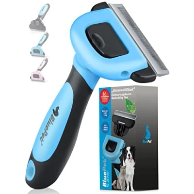 Imagen de BluePet® Cepillo Profesional Para Gatos y Perros de Pelo Corto Peine Eliminación del Subpelo Muerto un Pelaje sano (1.0 Azul)
