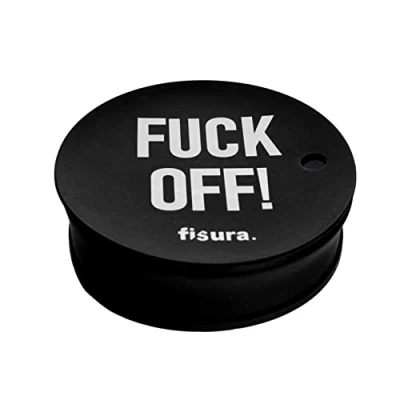 Imagen de Fisura Tapa vasos antidroga. Protector de bebida original Cubierta para bebidas reutilizable. Protección vaso antiderrame hecho silicona BPA free. (1 unidad, F*ck off, Negro)