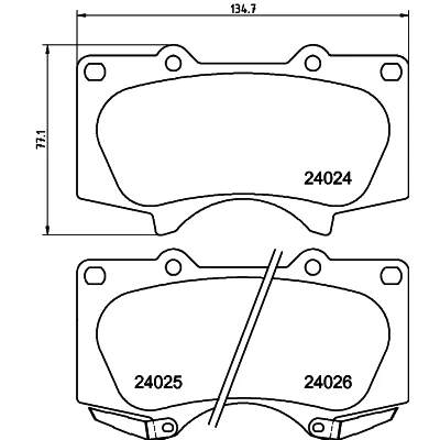Imagen de HELLA 8DB 355 010 491 Juego de pastillas freno con avisador acústico desgaste TOYOTA: Land Cruiser Prado 120, HILUX 3 Pick up, 6 up