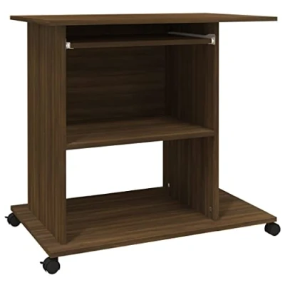 Imagen de vidaXL Escritorio Mesa de Consola Pasillo Oficina Vestíbulo Ordenador Despacho Estudio Lectura Auxiliar Madera Contrachapada Roble Ahumado 80x50x75 cm