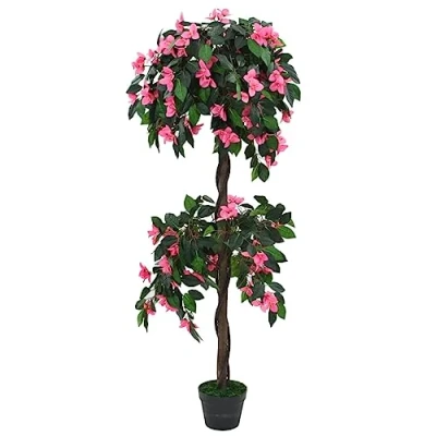 Imagen de vidaXL Planta Artificial Azalea con Maceta 155 cm Verde/Rosa Decoración Flores