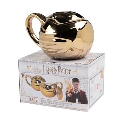 Imagen de Harry Potter Taza en caja de regalo, diseño snitch dorada, cerámica 450 ml