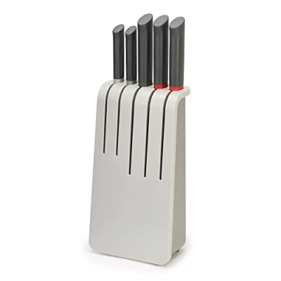 Imagen de Joseph Duo Juego de 5 cuchillos cocina acero inoxidable con bloque, Gris