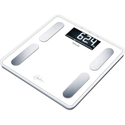 Imagen de Beurer Báscula de diagnóstico Signature Line BF 400 blanca, análisis corporal preciso para hasta 10 personas, con pantalla LCD inversa extra grande, capacidad carga 200 kg