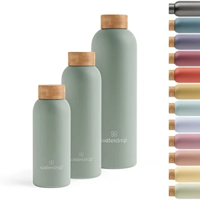 Imagen de waterdrop® Botella Agua Acero Inoxidable 600ml, Termo Doble Pared: 24h Frio 12h Caliente, 100% Hermética, Segura Sin BPA: Para Niños. Térmica Gimnasio, Water Bottle, Thermo, Cantimplora