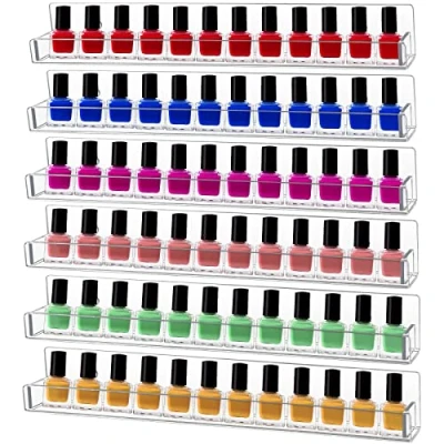 Imagen de Weinsamkeit Racks de Esmalte Uñas Acrílico, Montaje en Pared 72 90Botellas, Transparente Soporte Organizador para Esmaltes 38cm (6 Pack)