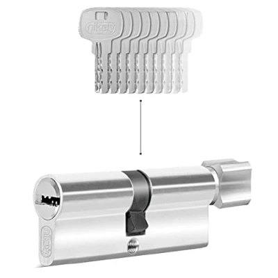 Imagen de GERCAR 1x cilindro de cerradura/cerradura barril con botón para puerta 45/45 90 mm cerradura puerta/cilindro cierre uniforme 5 llaves Longitud: A: 45 B: