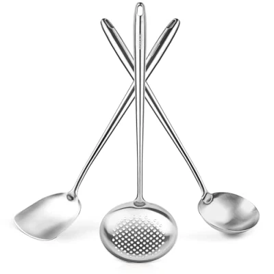 Imagen de YOSUKATA Espátula y Cucharón Espumadera de Cocina para Wok 43 cm Juego Utensilios Acero Inoxidable 304 Cuchara Ranurada Sopa Pala Accesorios