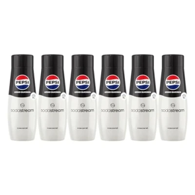 Imagen de Sodastream, Concentrados Pepsi Max sin azúcar, 100% sabor original, con tapón dosificador, paquete de 6 unidades x 440 ml